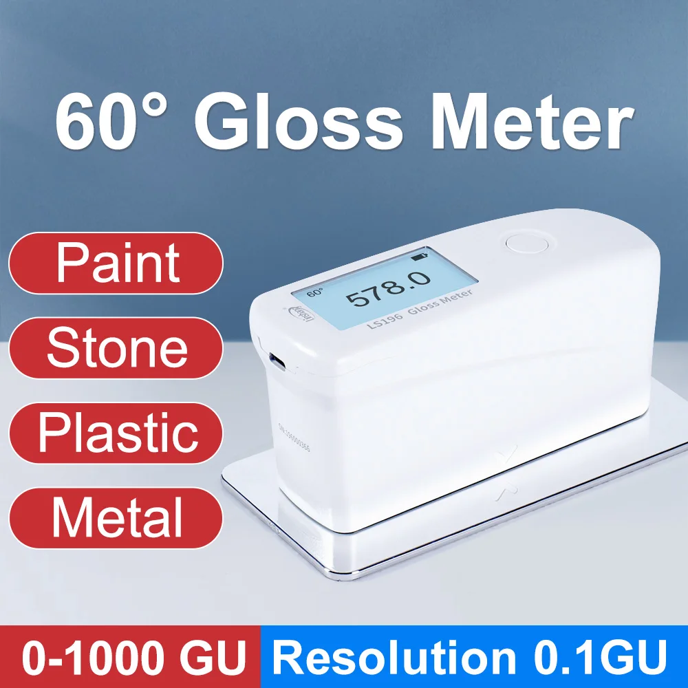 Gloss Meter 60 Degree Glossmeter Surface Glossiness Measurement Device Metal Gloss Tester for Paint Ink Ceramic Marble LS196