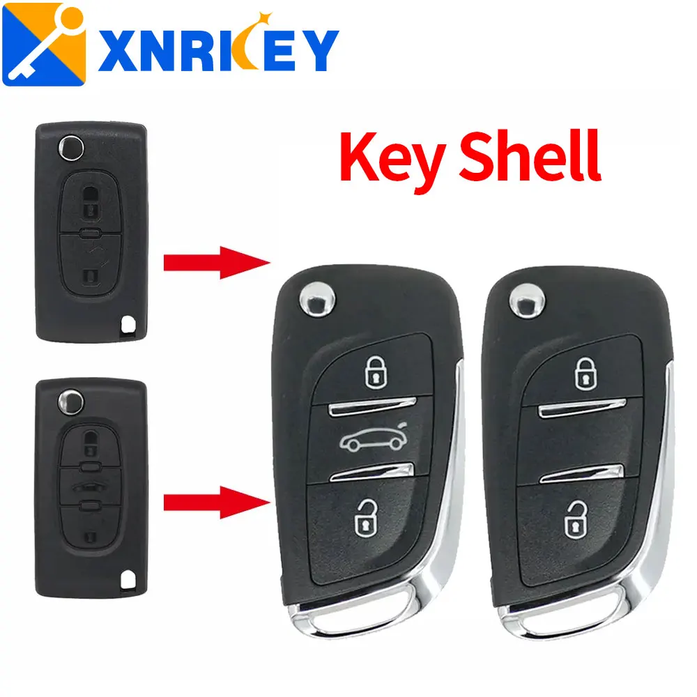 

XNRKEY 2/3 Button Modified Remote Key Shell Fob for Peugeot 207 307 407 408 for Citroen C4 C2 Flip Car Key Case CE0523/CE0536