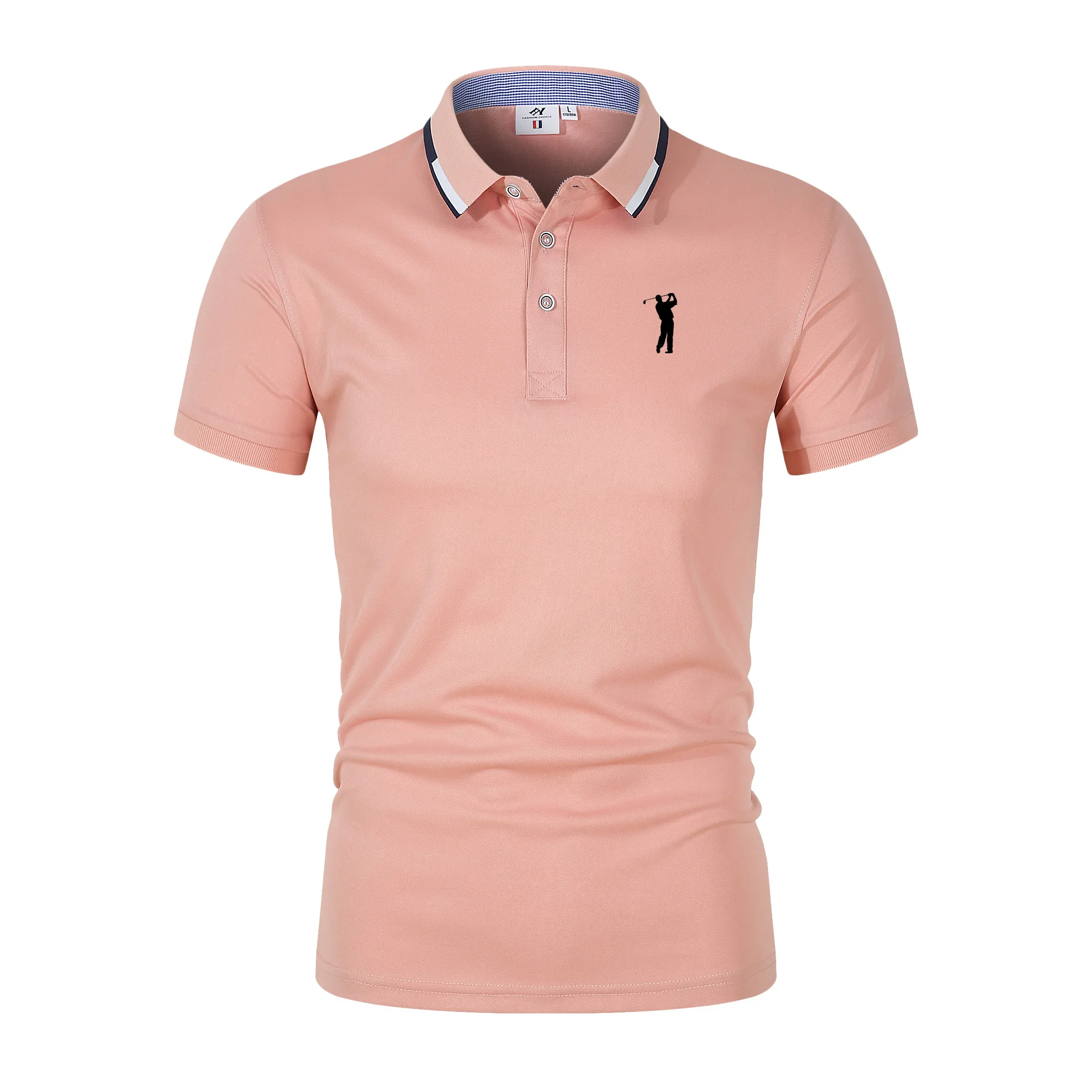 Golf Short Sleeve Polo T-shirt Office Spring Summer Classic Clothing Lapel Man Button Trim POLO Shirts Business And Leisure Tops