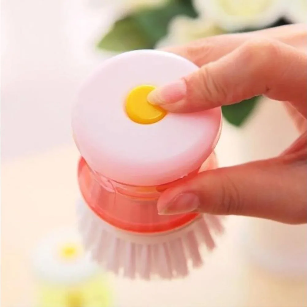 Kitchen Dishwashing Brush Dish Scrub Brush Dish Scrubber Bubble Up Brushes  with Soap Dispenser for Vegetable Utensils Cleaning - AliExpress