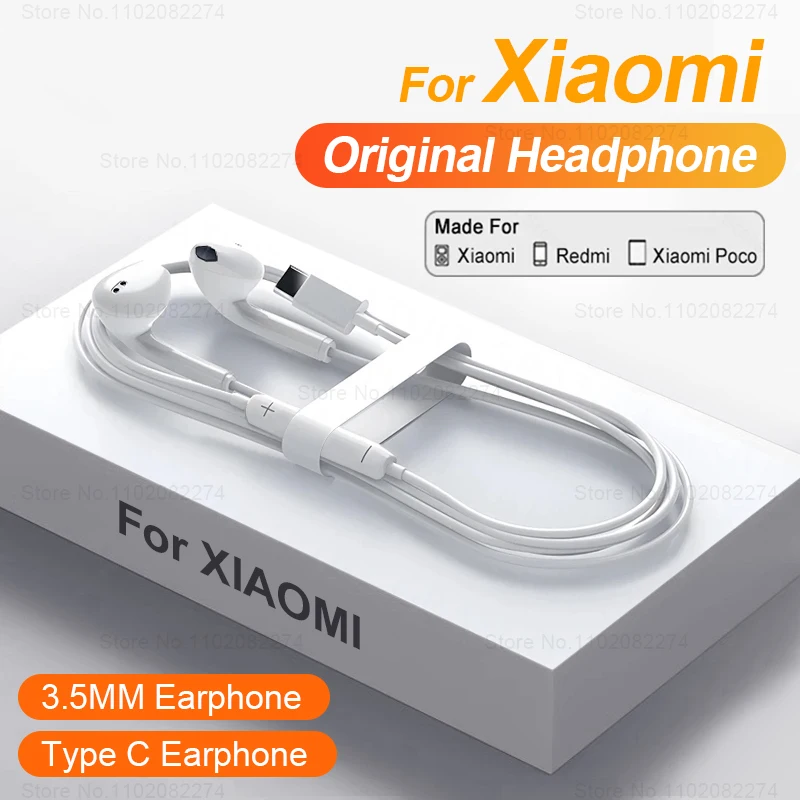 For Xiaomi Original Type C Wired Headphone Mi 13 12 11 Pro Ultra 3.5MM In Ear Earphone For Redmi Note 11 12 Turbo Earbud Headset