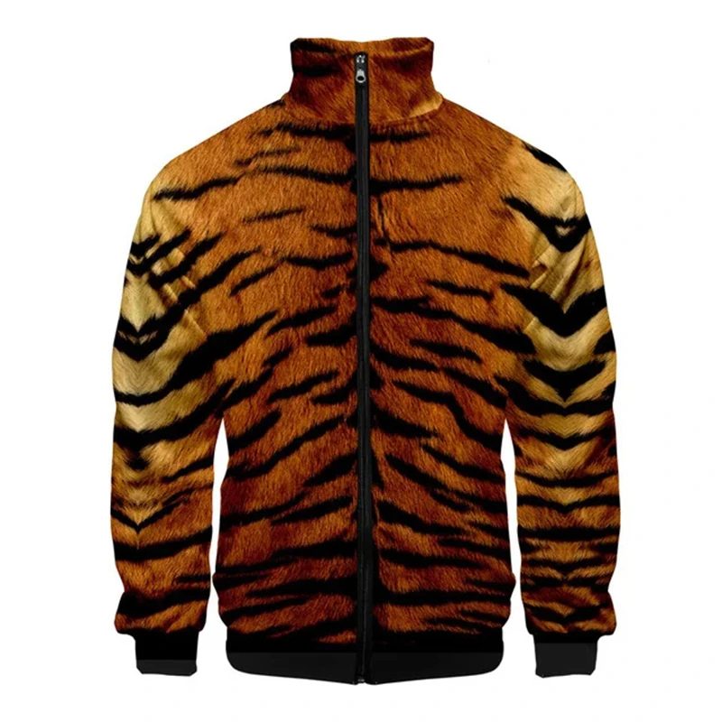 thumbnail image 1 of Chaquetas con estampado de tigre en 3D para hombre, chaqueta informal de manga larga a la moda, ropa de calle transpirable, abrigos holgados y cómodos con cremallera, 1 of 4