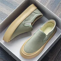 Breathable and Versatile Casual Shoes Men's Lazy Loafers Shoes Canvas Thick Bottom Rubber Shoes For Men