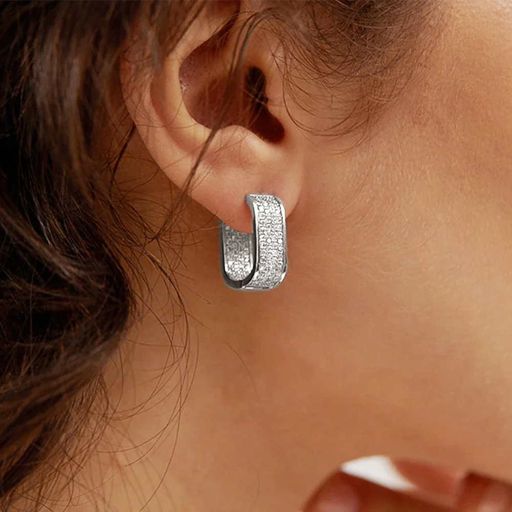 Hoop Earrings Korean Fashion for Women Metal Silver Color/Gold Color Simple Versatile Girls Earrings Jewelry