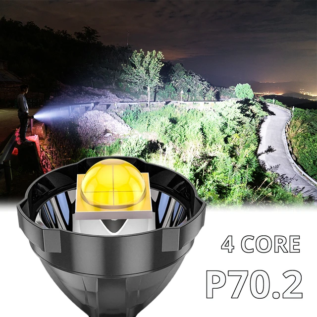 Wiederaufladbare High Power Led Taschenlampen Ultra-lange Beleuchtung  Abstand Lampe Suchscheinwerfer XHP70 Leistungsstarke Laterne Taschenlampen  - AliExpress