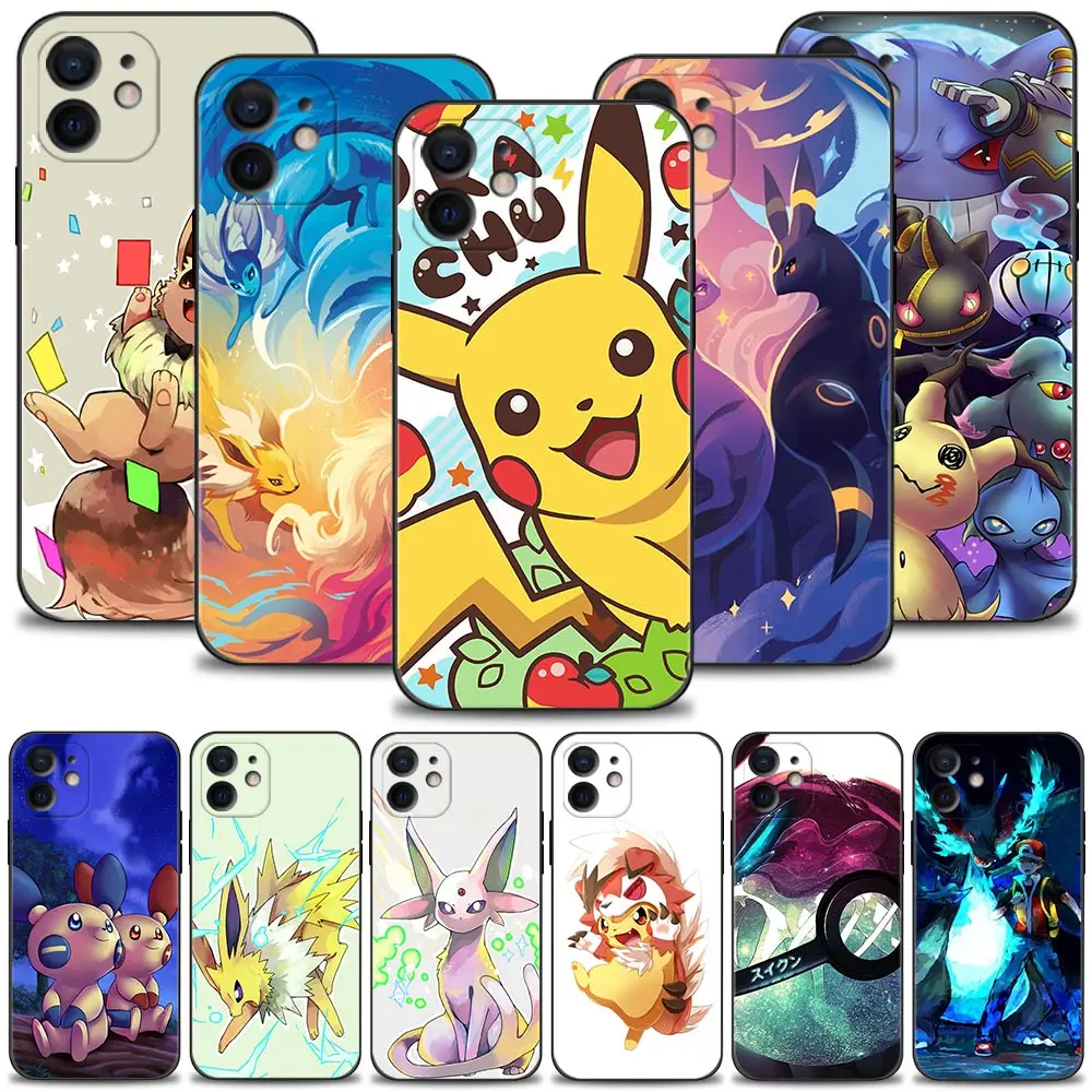 Мультяшный силиконовый чехол для телефона pokemons eevee pika iPhone 12 13 Mini 11 Pro Max 7 8 6 6S Plus XR X XS