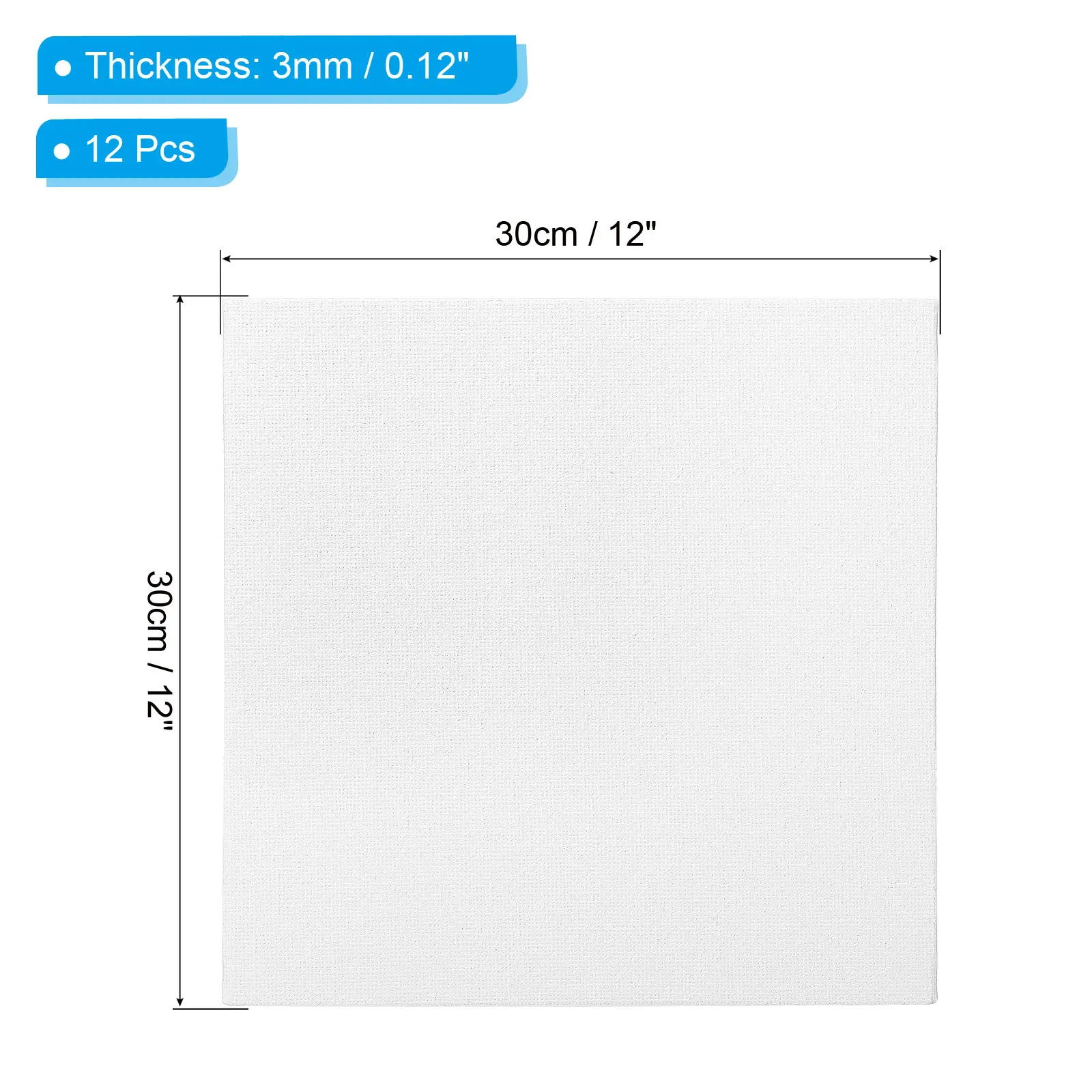 12Pcs 12x12 캔버스 보드 그림용 100% 코튼 스퀘어 트리플 프라이밍 스트레치 빈 아트 캔버스 패널 아크릴 오일용 얇은 대량