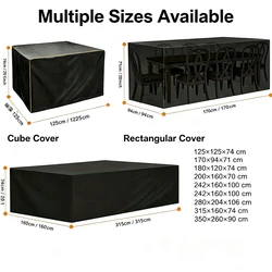 Durable UV - Protected Outdoor Rectangular Table Cover - 218x218x90 (Black)