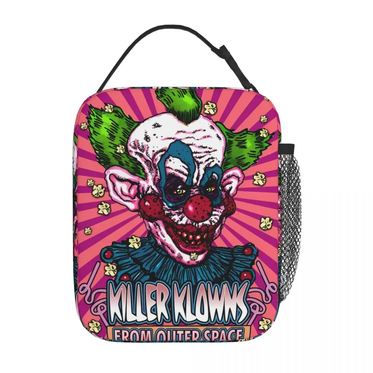 Killer Klowns 야외 공간 머치 런치 백, 학생 영화 도시락 피크닉 휴대용 토트 푸드 백, 디자이너 쿨러 백