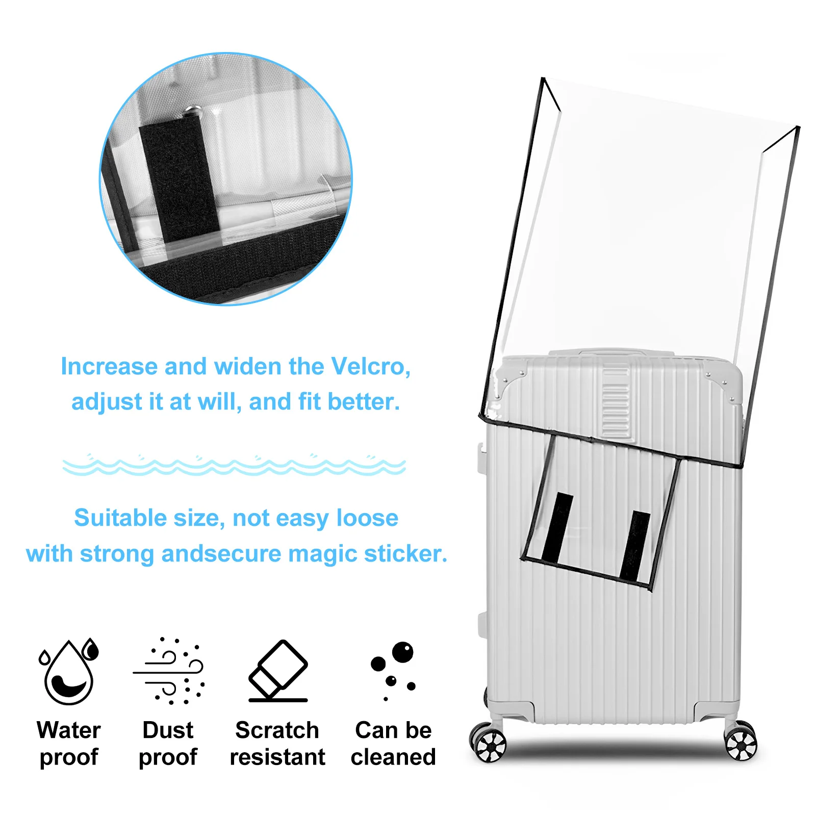 3Pcs PVC Luggage Cover Waterproof Clear Suitcase Cover Reusable Transparent Travel Luggage Protector Wheeled Suitcase Dust