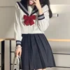 Uniforme escolar japonês para mulheres, terno sexy de menina Jk, três uniformes básicos de marinheiro, manga comprida 3