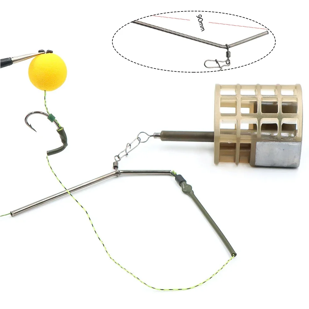 5Pcs Carp Fishing Accessories Anti-tangle Leger Booms With Hook Snap Swivels For Method Feeder Boilie Bait Cage Fish Tackle