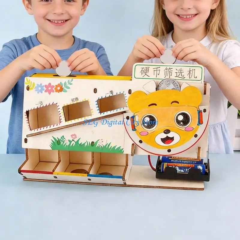 U75B DIY 나무 동전 분류기 교육 세트 어린이를 위한 물리학 학습 실습