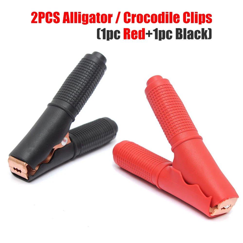 2pcs 250V/100A Alligator Clips Red+Black Car Vehicle Battery Alligator Crocodile Clips Clamp for Battery Chargers Voltage Tester