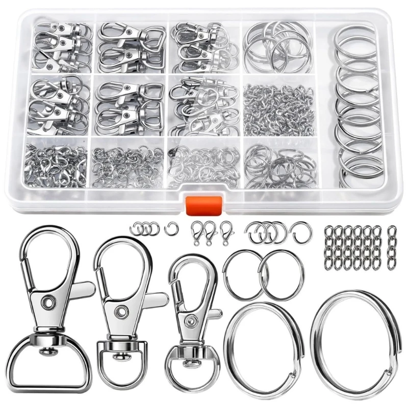 

265Pcs/Set Hook and Key Rings with Chain Jump Rings Connectors Lobster Keyring Attachment for DIY Keychain