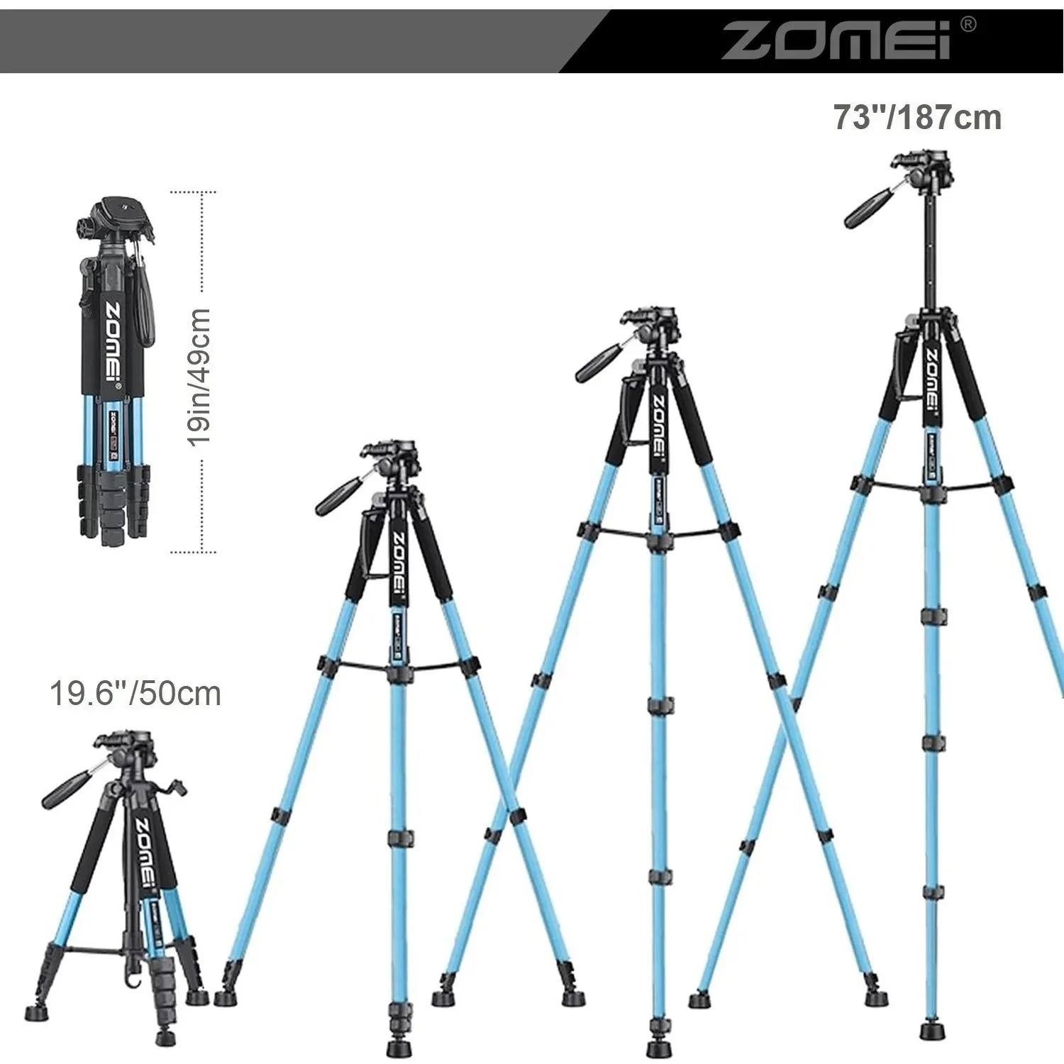 ZOMEI Q188 Portable Tripod 1.8M Bracket for Digital Camera Mobile
