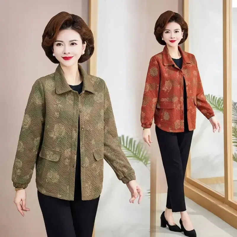 중년 여성 용수철 재킷, 패셔너블한 상의, 2023 가을 컬렉션 신상