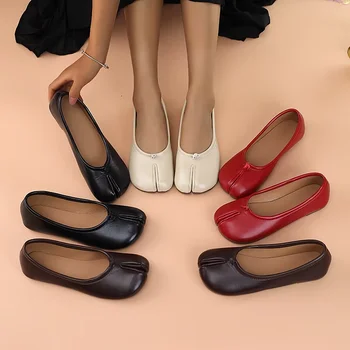 2026 New Women's Split-Toe Tabi Flats, Soft Leather Slip-On Ballet Shoes, Comfortable Casual Daily Wear Flat Shoes for Ladies 1