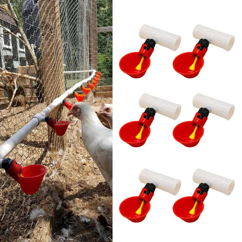 

50 Set 20/25Mm Automatic Quail Drinker Chicken Waterer Bowl Straight Pipe With Yellow Nipple Farm Poultry Drinking Water System