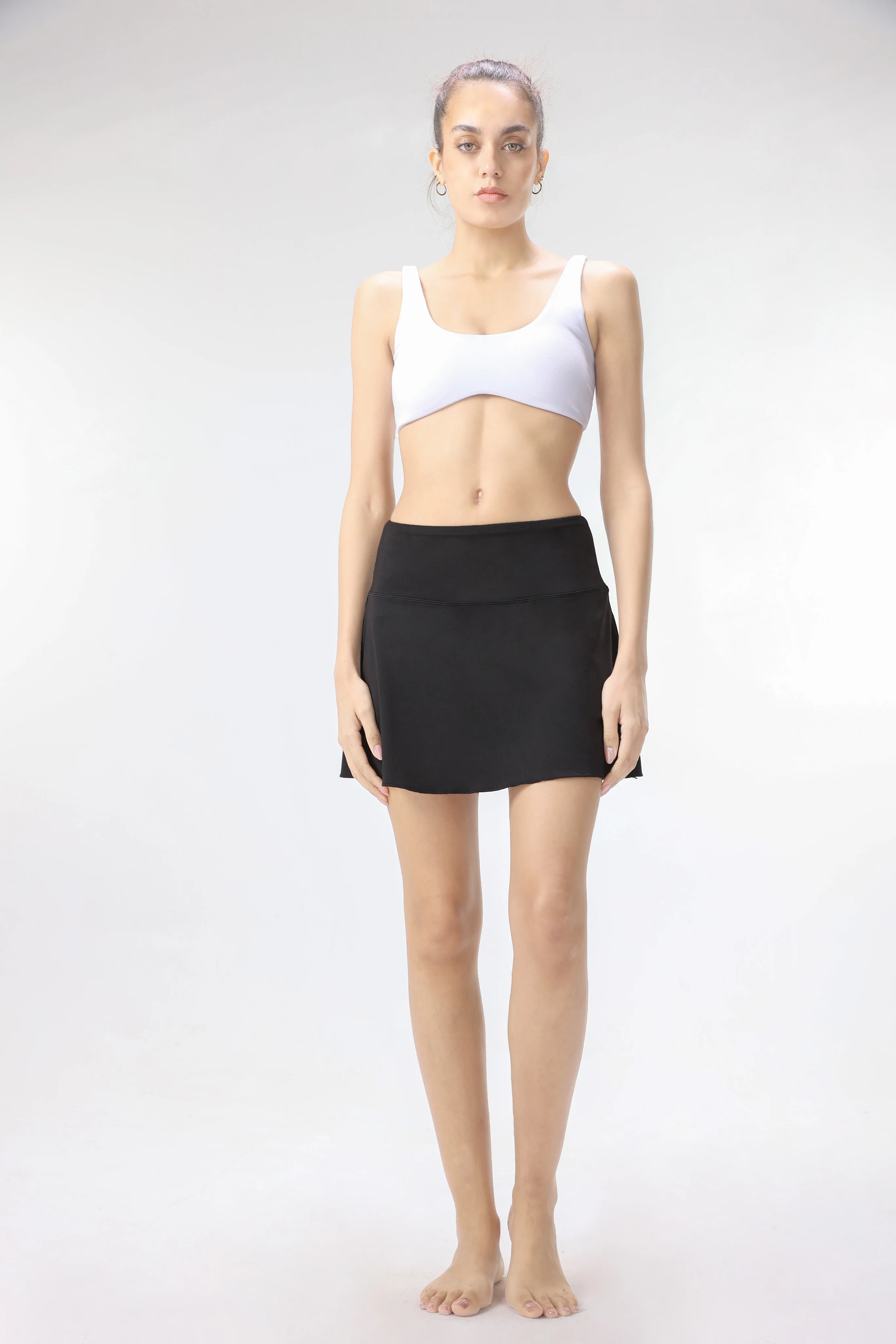 

Solid Black Tennis Skirt with Pocket Fitness Short Skirts Quick Drying Solid Female Lining High Waist Mini