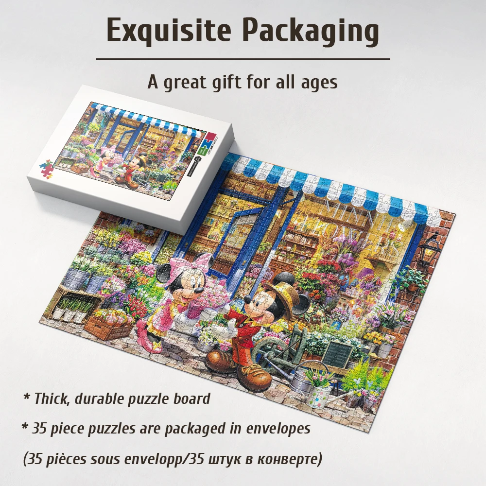 35/300/500/1000 Pieces Disney Mickey Minnie Jigsaw Puzzles Wooden One Piece Puzzles for Adults Children Educational Toys Gifts 5