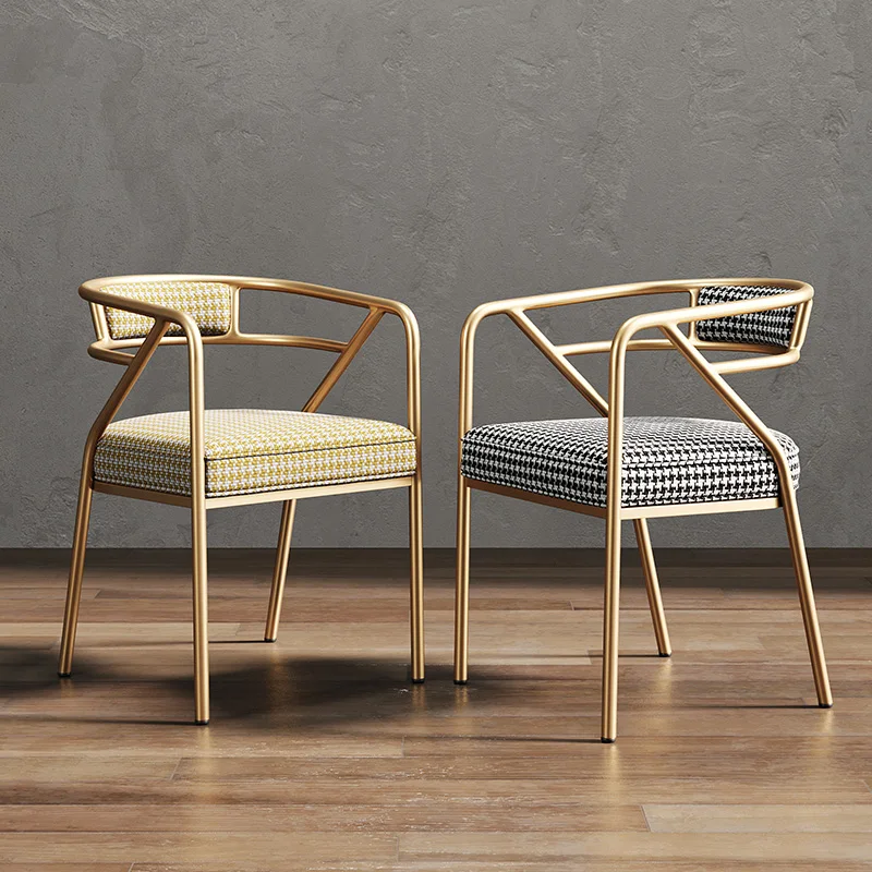 

Nordic Light Luxury Dining Chair Home Cosmetic Chair Iron Backrest Chair Modern Minimalist Coffee Shop Meeting Conference Chair