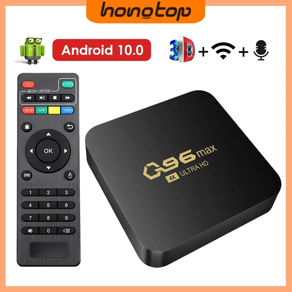 HONGTOP smart tv box WIFI 4K Q96 MAX Smart TV Box 2.4/5G Set-top Box Android 10.0 Media Player Android Quad Core Smart TV Box Media Player