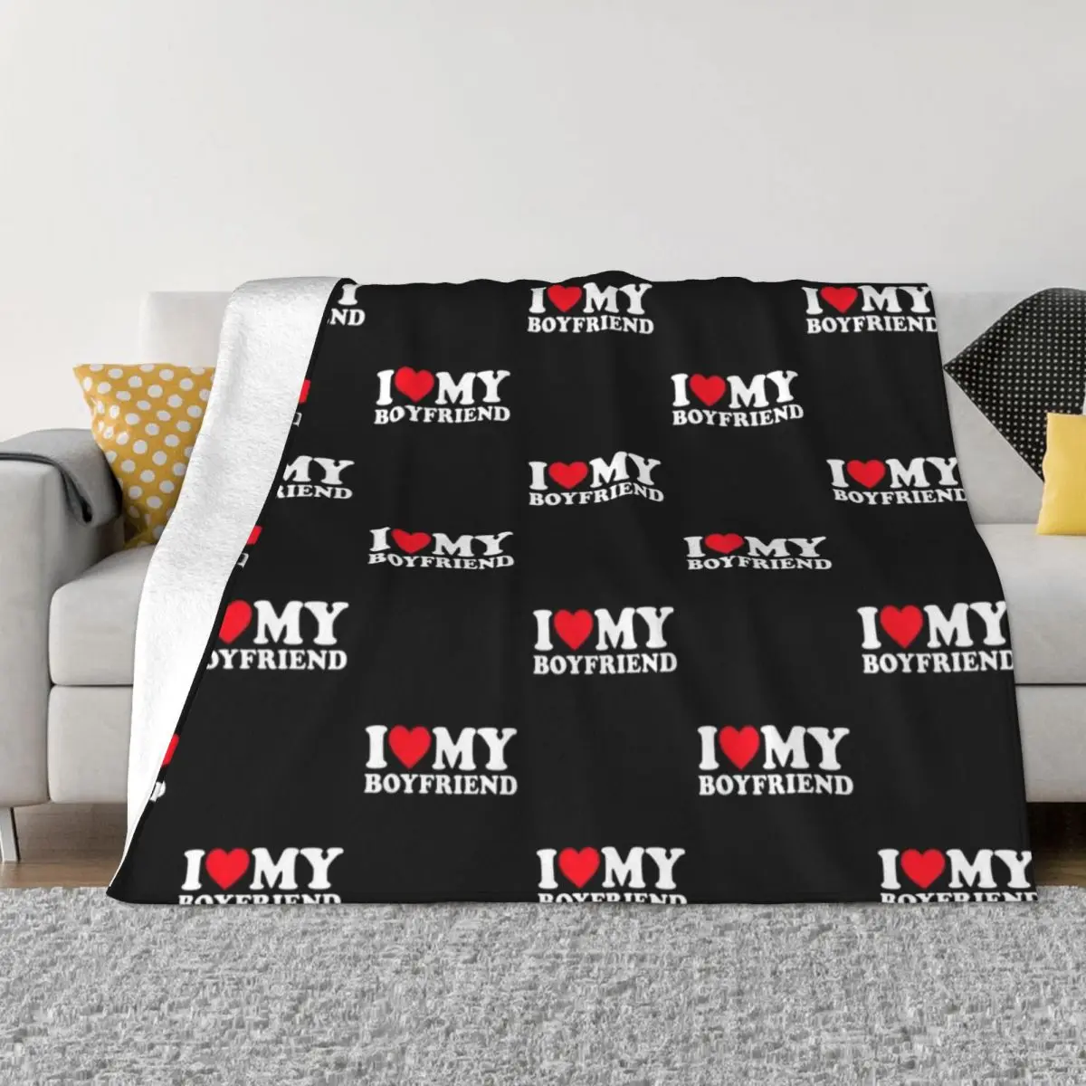 

I Love My Boyfriend Shirt I Heart My Boyfriend Shirt BF Throw Blanket heavy to sleep Cute Plaid Cute Fashion Sofas Blankets