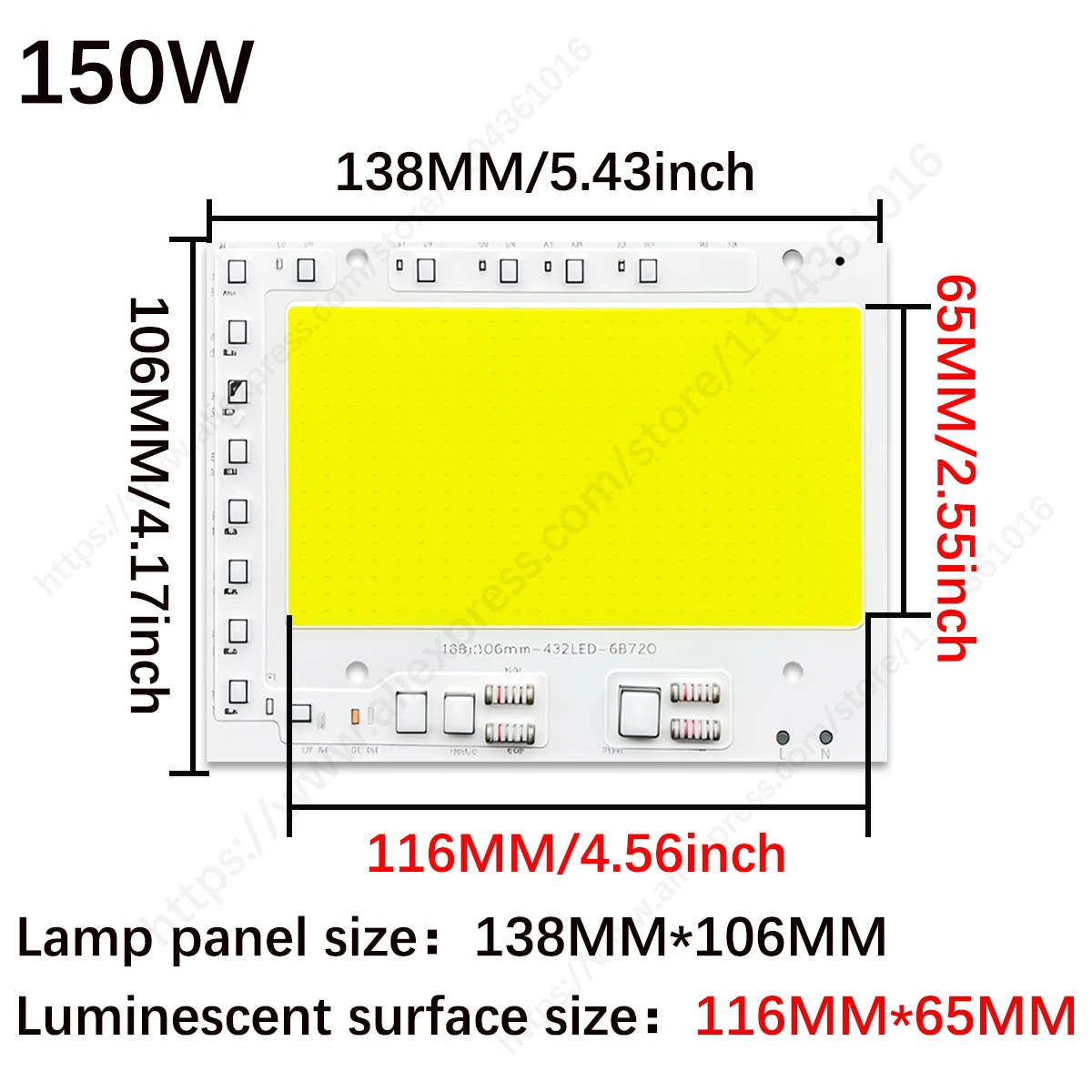 LED COB 칩 50W 100W 150W 200W 200-240V 스마트 IC 드라이버 불필요 LED 램프 광원 투광등 스포트라이트 DIY 조명용