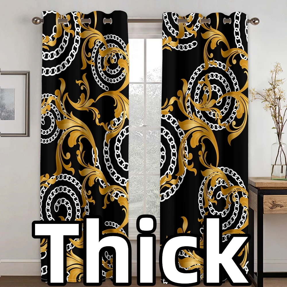 

Elegant Black Gold Greek Key Meander Curtains for Living Room 2 Pieces Free Shipping Luxury Brand Decorative Window Curtains