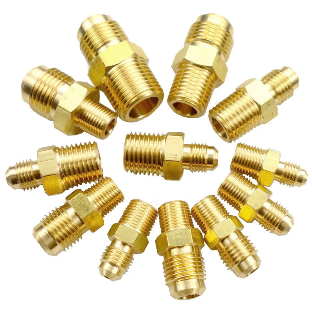 1/8" 1/4" 3/8" NPT Male x Flare Fit 1/8" 3/16" 1/4" 5/16" 3/8" OD Tube
