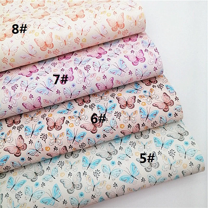 Description Picture 3 of itemButterflies Flowers Printed Synthetic Leather Fabric Sheets Faux Leather For Bags Shoes Bows DIY Craft Sheets Mini Rolls W061
