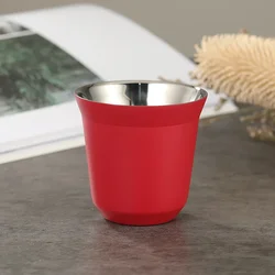 Premium 80ml Stainless Steel Double - Wall Insulated Mini Coffee Cup (Red)