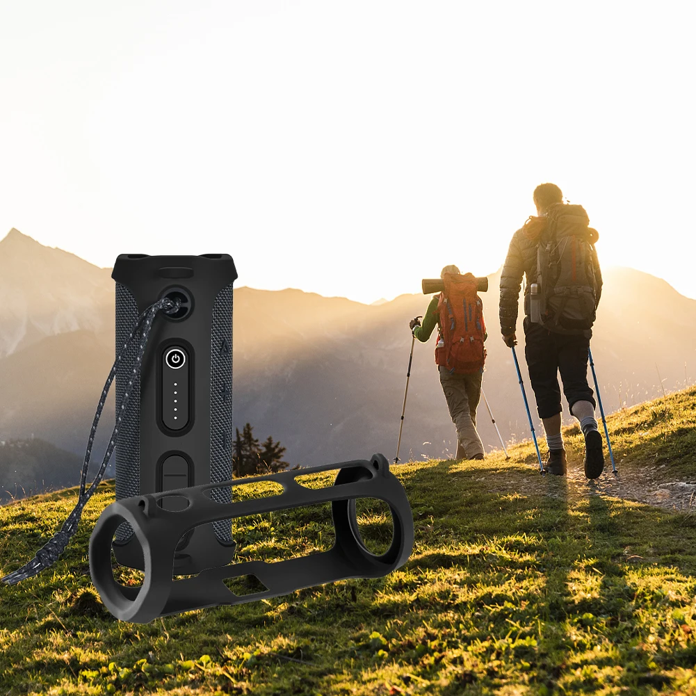 Soft Speaker Case Portable Speaker Protective Cover with Shoulder Strap and Carabiner Protection Casing for JBL FLIP ESSENTIAL 2