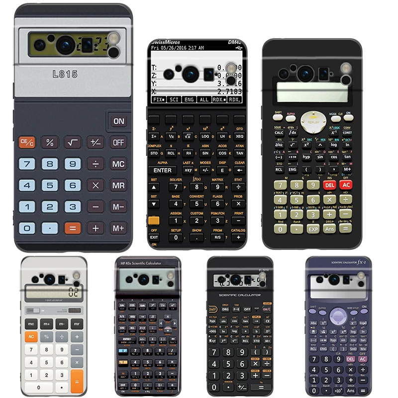 Vintage Calculator Design Shockproof TPU Phone Case - Soft Black Cover