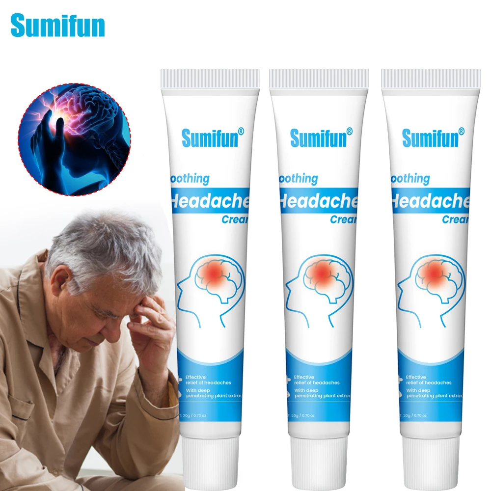Sumifun Migraine Pain Relief Cream Brain Nerve Headache Plaster Dizziness Neuralgia Medical Cold Painkiller Ointment 1/3/5/10Pcs