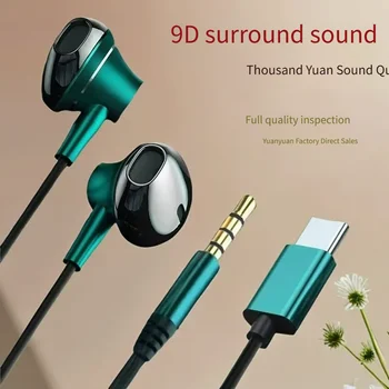 Fones de ouvido tipo C e 3,5 mm com controle de volume e microfone HD com fio para iPhone15/16 Samsung Galaxy 1