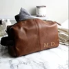 Toiletry Wash Bag Personalised With Gold Monogram Lnitials Black Leather Look For Him Groomsmen Mens Dad Bestman Father Gift 1