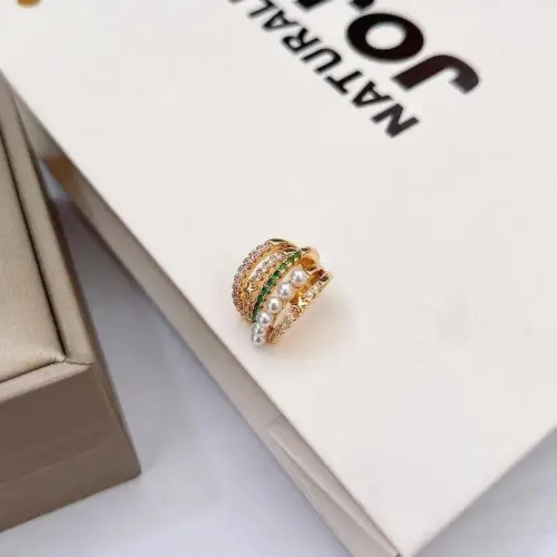 New Fashion Double Layer Pearl Clip Earrings for Women Girls Luxury Zircon Ear Cuff Clip Without Pierced Ear Cuff Jewerly