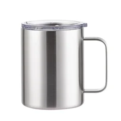Insulated Stainless Steel Travel Mug with Handle and Leak - Proof Lid - 12oz - 360ml (Natural color)