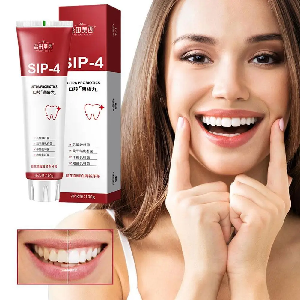 

Sip-4 Probiotic Whitening Toothpaste Brighten Teeth Fresh Breath Toothpaste Care Prevents Plaque Improve Yellow Teeth