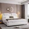 Bed Frame with Adjustable LED Headboard, Wave-Like Curve Design, Solid Wooden Slats Support Modern Upholstered King Bed Frame 1