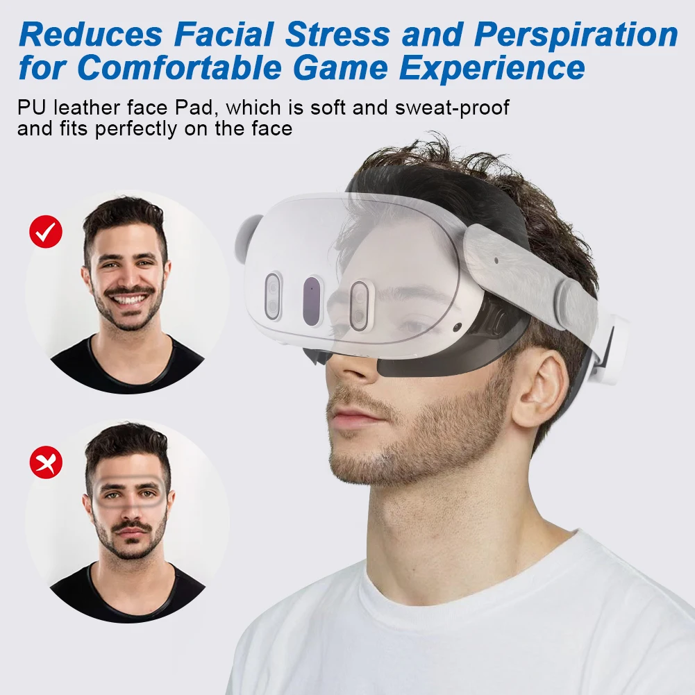 6 in 1 Face Pad Replacement PU & Ice Silk Foam Face Cushion Anti-Leakage Nose Pad Lens Protector Lens Cloth for Oculus Quest 3