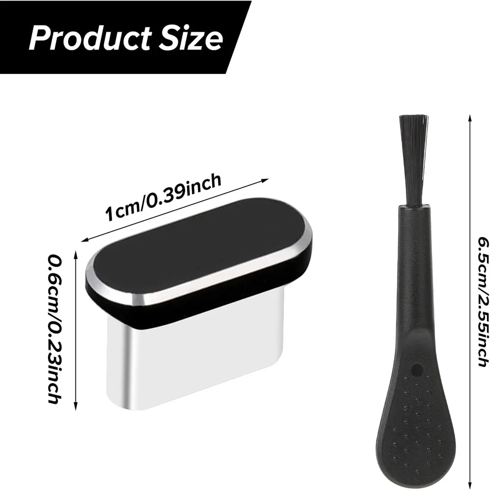 Universal USB-C Dust Plug with Cleaning Brush and Anti-Dust Charging Port Protector Cover