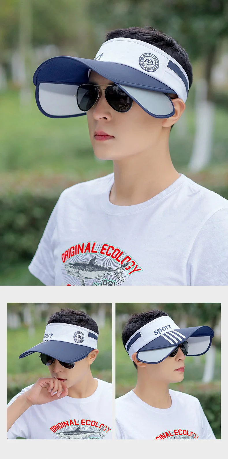 Retractable Visor Sun Hat For Summer Breathable Adjustable Unisex_voghion.com
