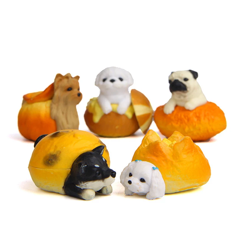 

5pcs/lot Food Pastry Bulldog Corgi Golden Dog Figure Toys Resin Kawai Corgi Action Figure Collection Model Home Decor Ornament