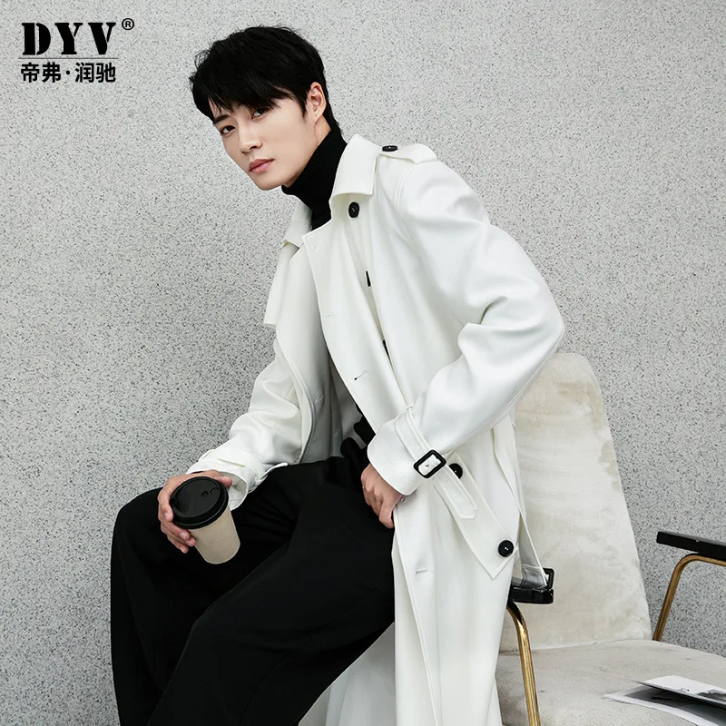 Jaqueta longa masculina outono trench coat diário inteligente