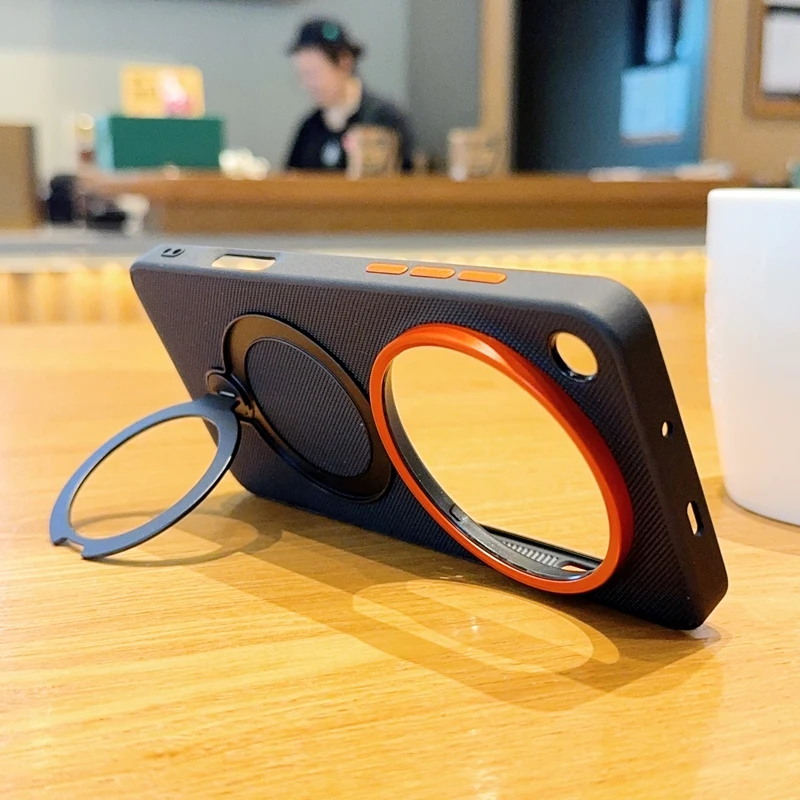 Premium ELVEV Magnetic Luxury PU Leather Case with Rotatable Ring Stand Cover, Anti-Fall Design