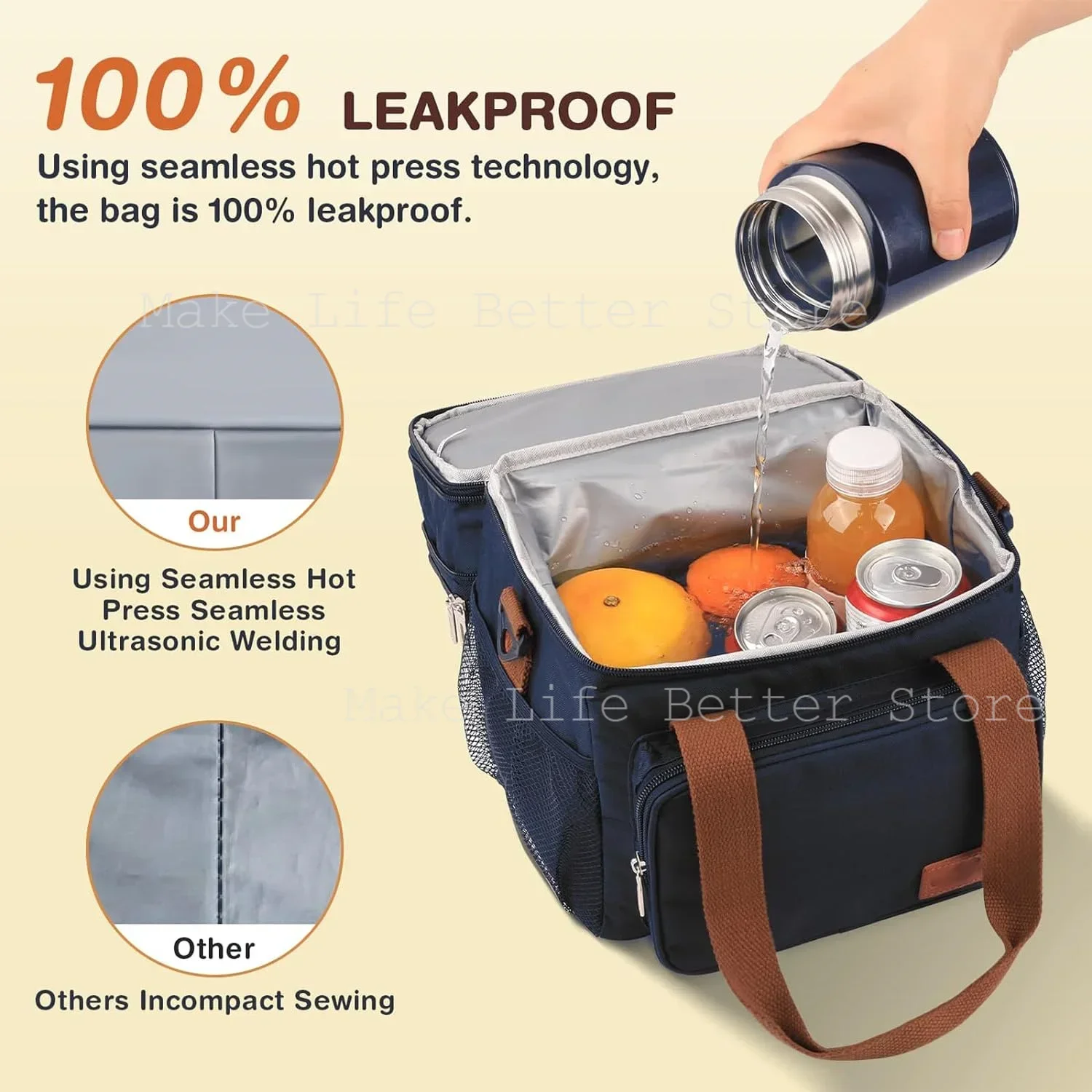 Cooler Bag Leak Proof Lunch Backpack Waterproof Thermal Lunch Bag Keep Warm Thermal Fridge Backpack Camping Meal