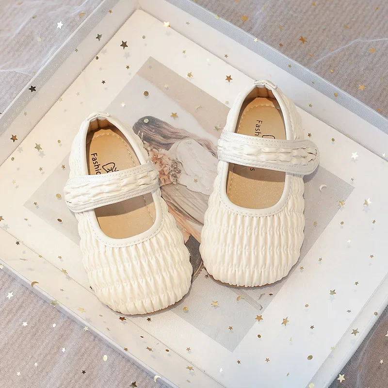 Fashion Design Girls Oxfords Spring Autumn Kids Soft PU Leather Shoes For Girl Princess Flats Mary Jane Shoes Silver, Black 4
